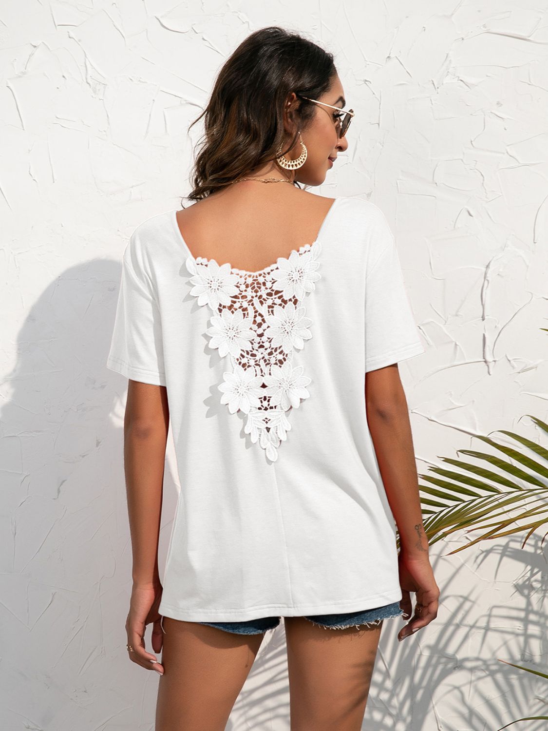 Lace Trim Short Sleeve Top - Mervyns