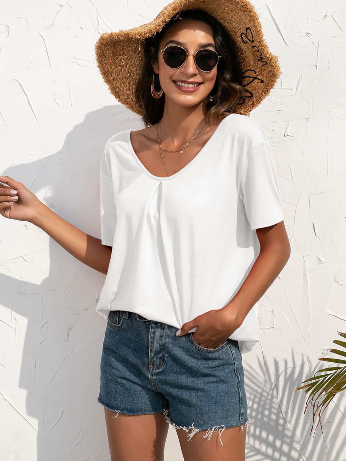 Lace Trim Short Sleeve Top - Mervyns