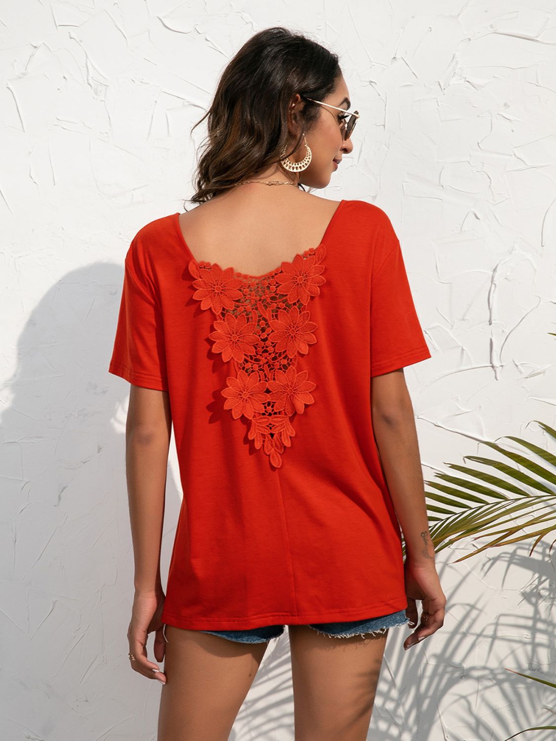 Lace Trim Short Sleeve Top - Mervyns