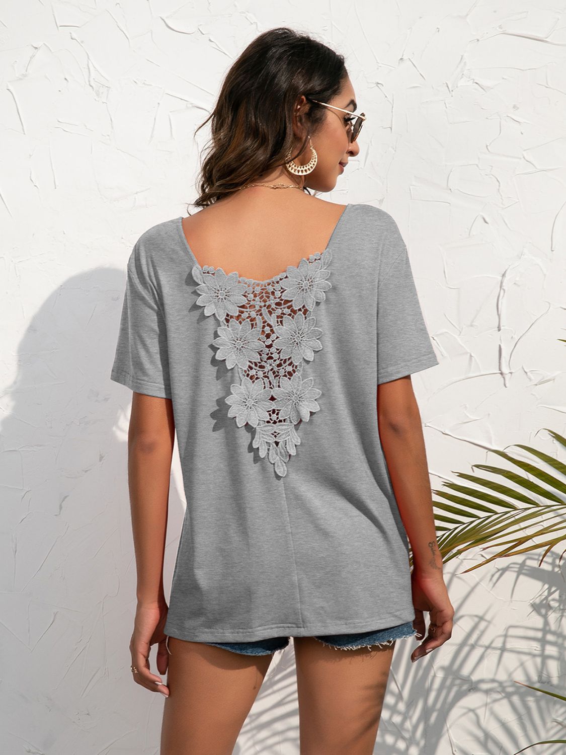 Lace Trim Short Sleeve Top - Mervyns