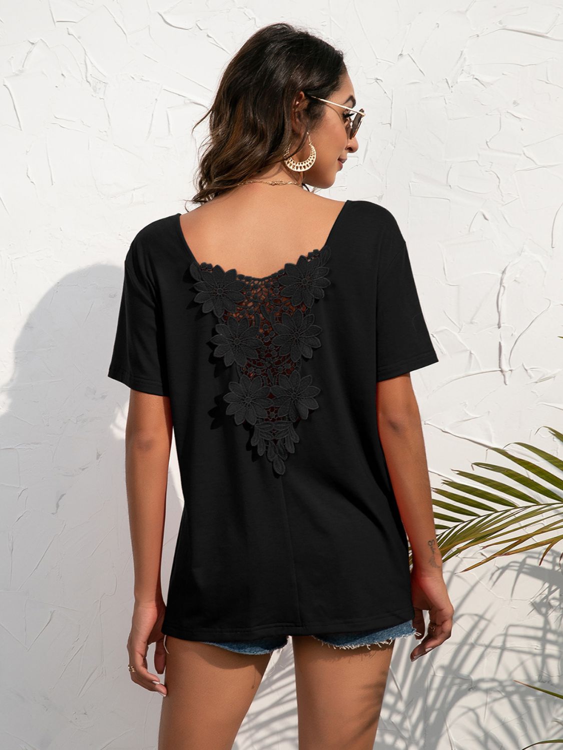 Lace Trim Short Sleeve Top - Mervyns