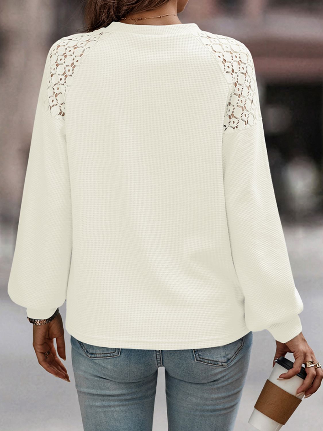 Lantern Sleeve Round Neck Blouse - Mervyns