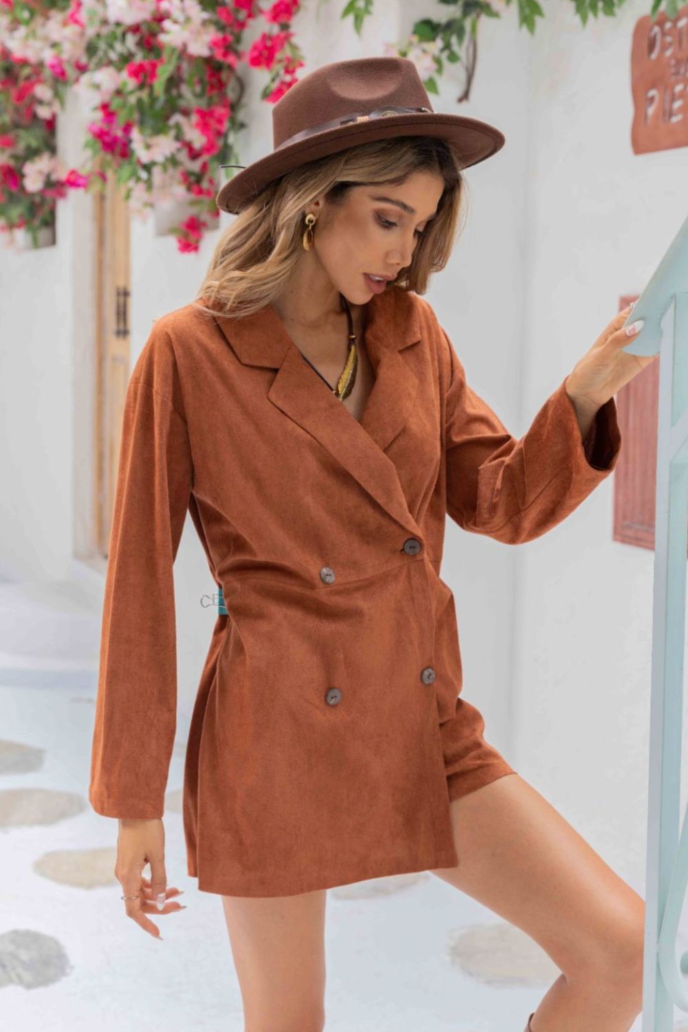 Lapel Collar Long Sleeve Romper - Mervyns