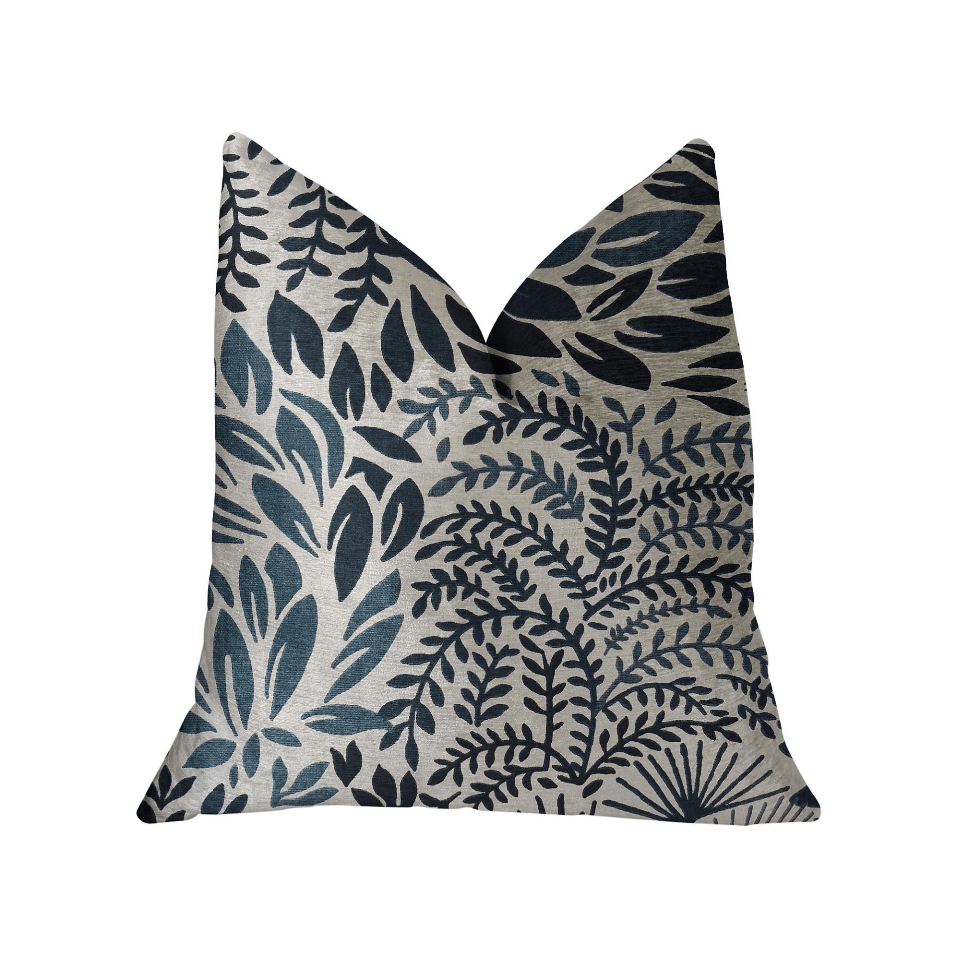 Leaf Snap Blue and Beige Luxury Throw Pillow - Mervyns