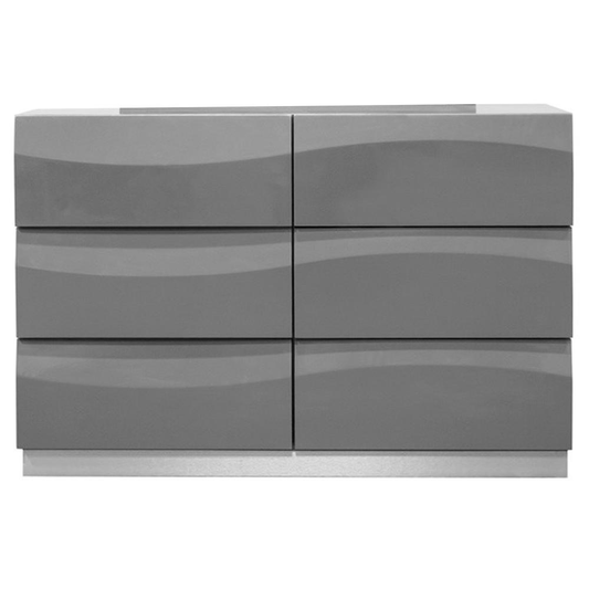 Leon Modern High Gloss Dresser in Gray - Mervyns