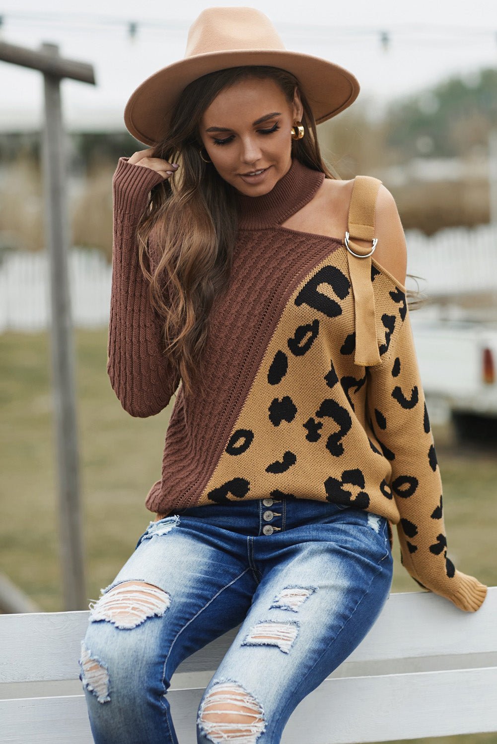 Leopard Block Turtleneck Sweater - Mervyns