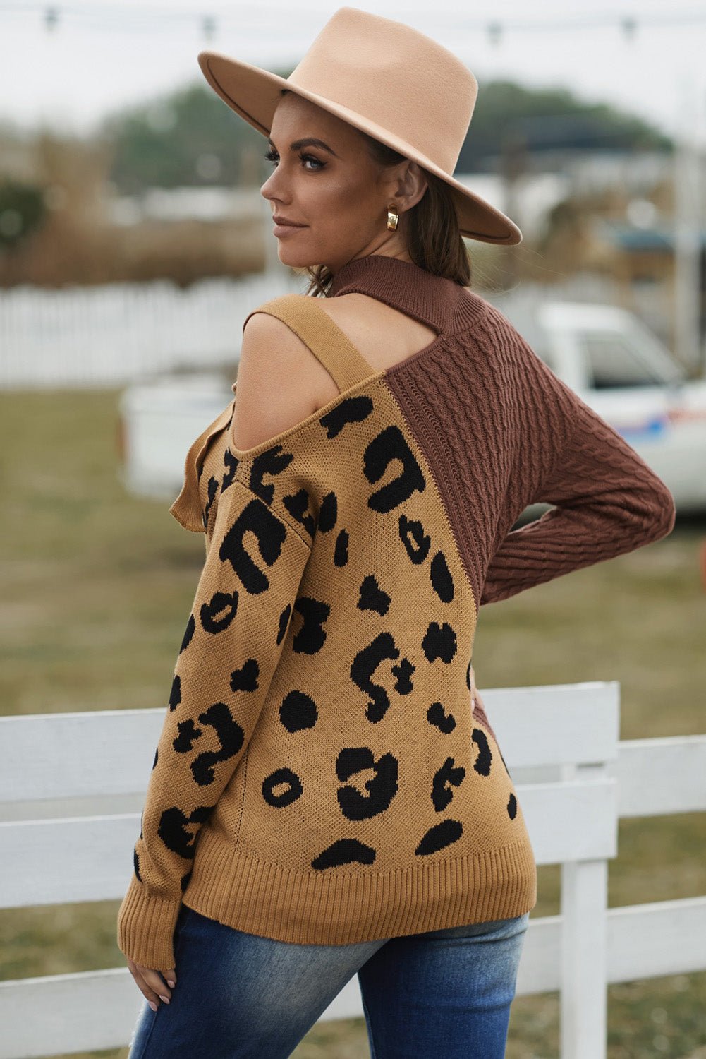 Leopard Block Turtleneck Sweater - Mervyns