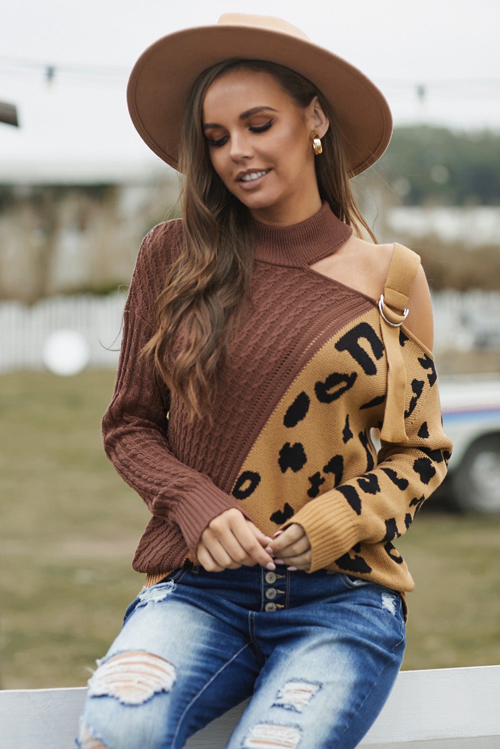 Leopard Block Turtleneck Sweater - Mervyns