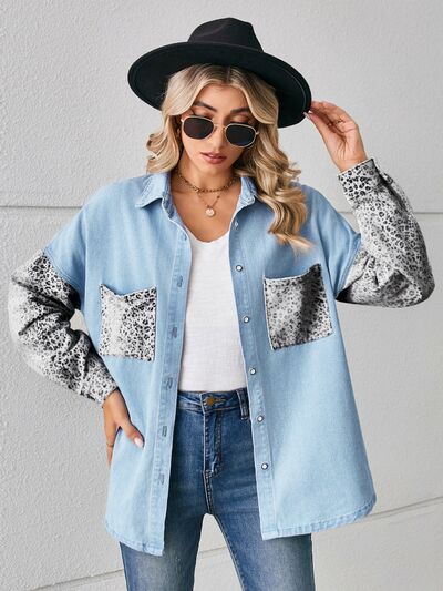 Leopard Button Up Denim Jacket - Mervyns