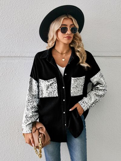 Leopard Button Up Denim Jacket - Mervyns