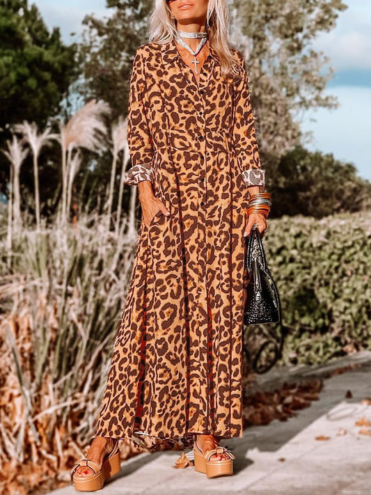 Leopard Buttoned Maxi Dress - Mervyns