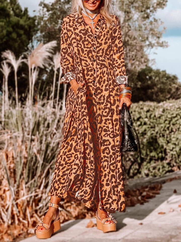 Leopard Buttoned Maxi Dress - Mervyns