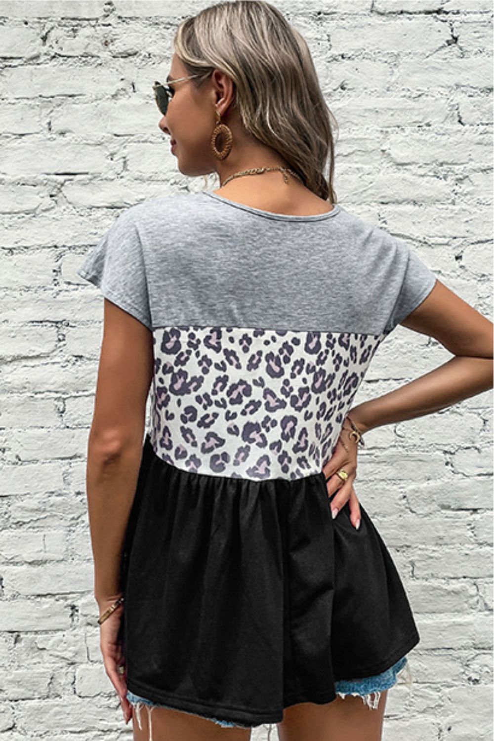 Leopard Color Block Babydoll Tee Shirt - Mervyns