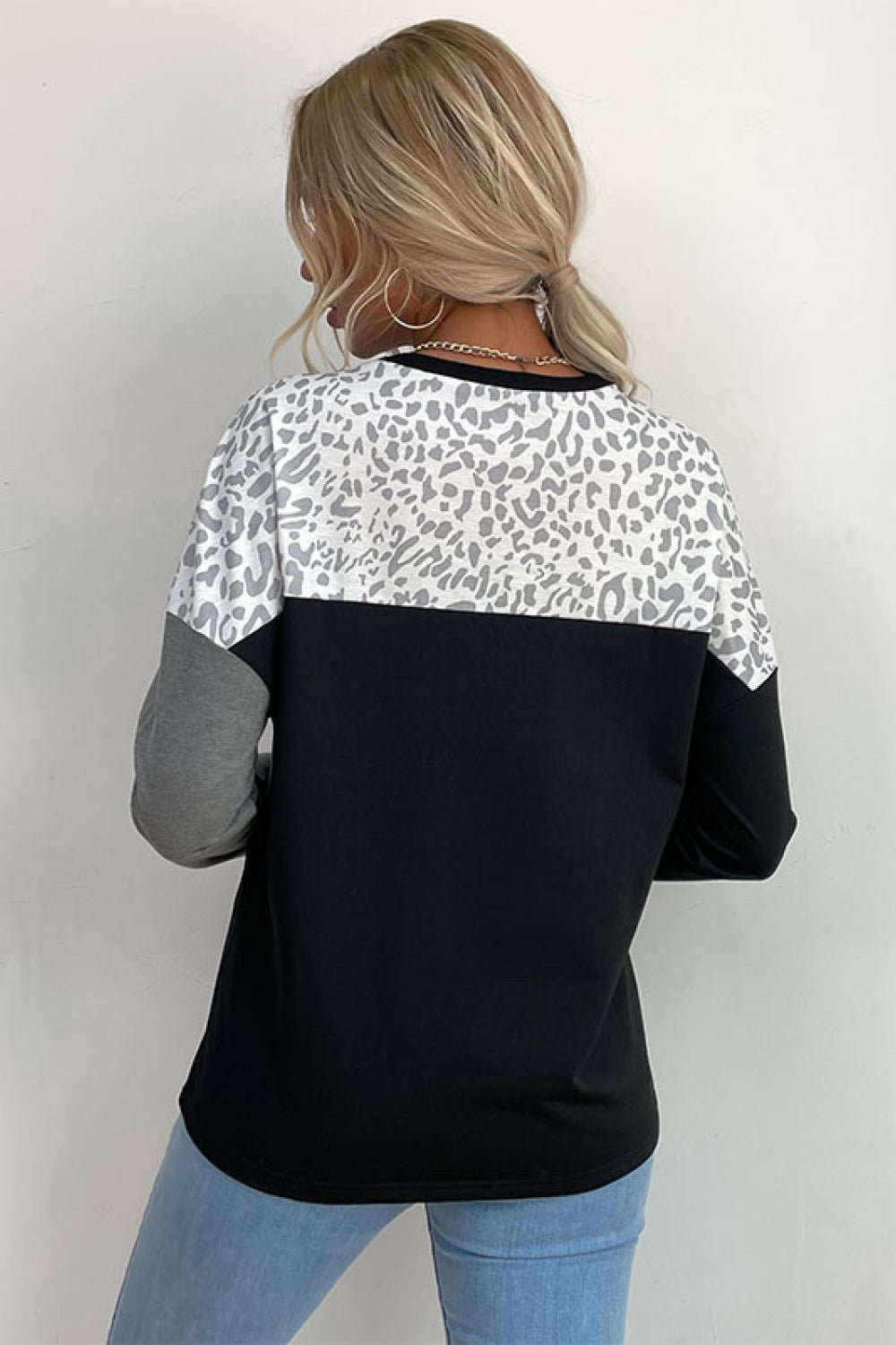 Leopard Color Block Pullover - Mervyns