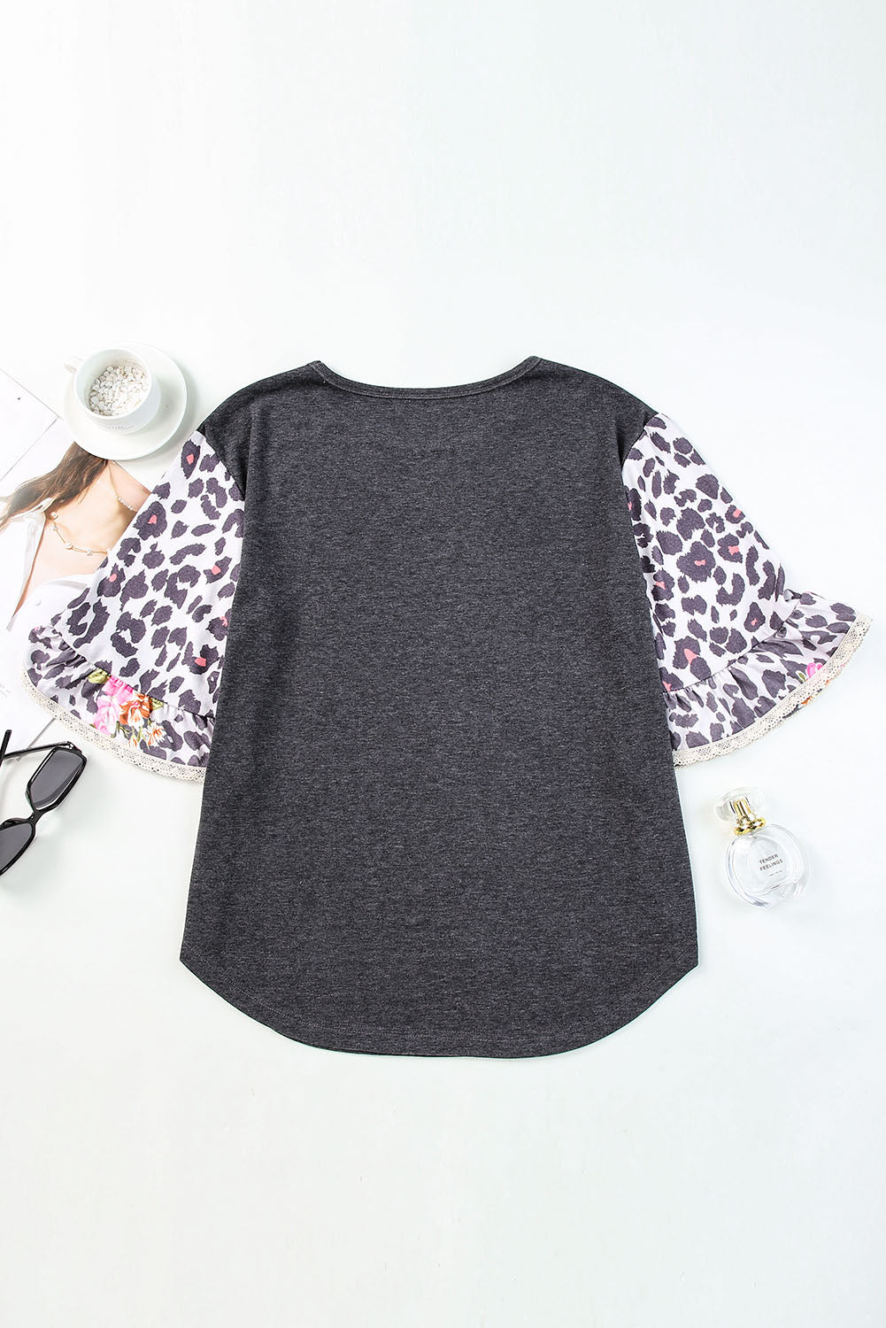 Leopard Flounce Sleeve Round Neck Top - Mervyns