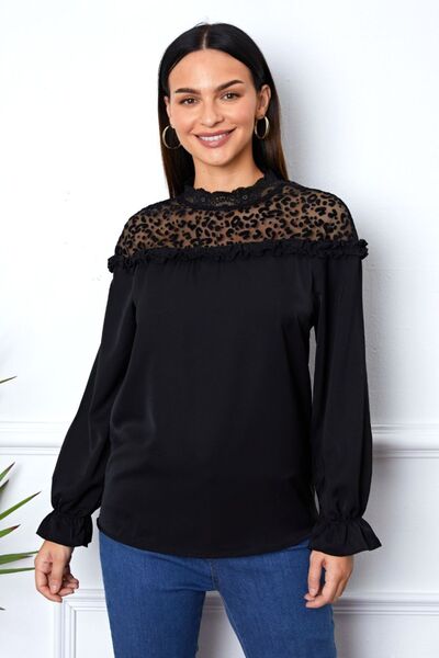 Leopard Frill Flounce Sleeve Blouse - Mervyns