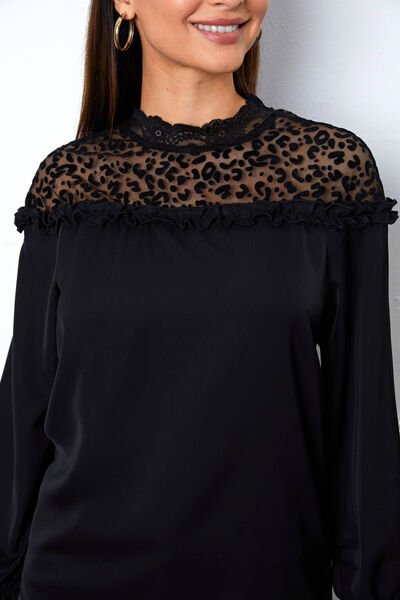 Leopard Frill Flounce Sleeve Blouse - Mervyns