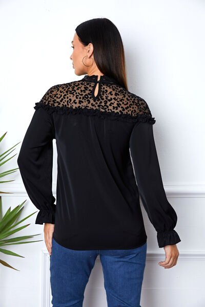 Leopard Frill Flounce Sleeve Blouse - Mervyns