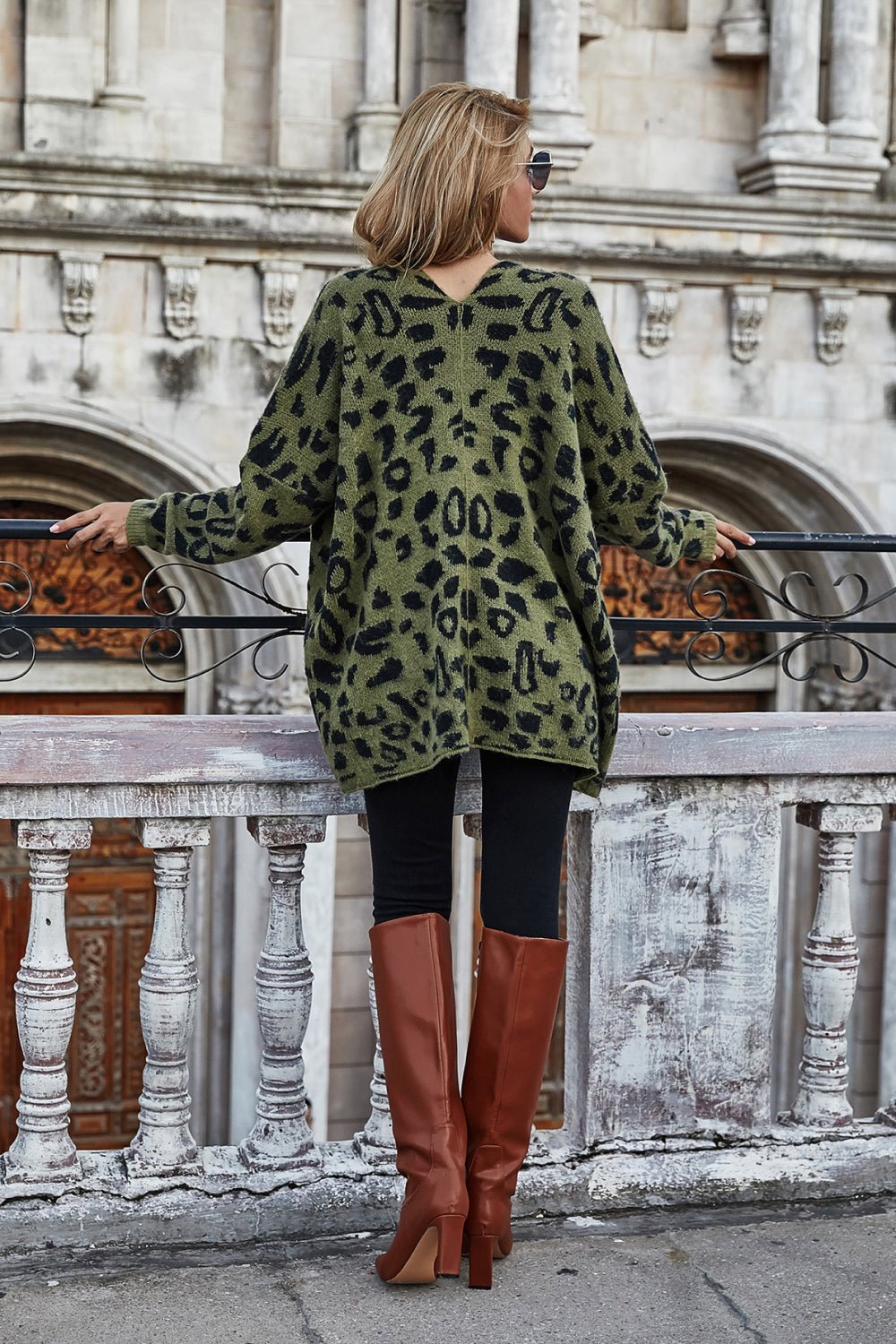 Leopard Longline Cardigan with Pockets - Mervyns