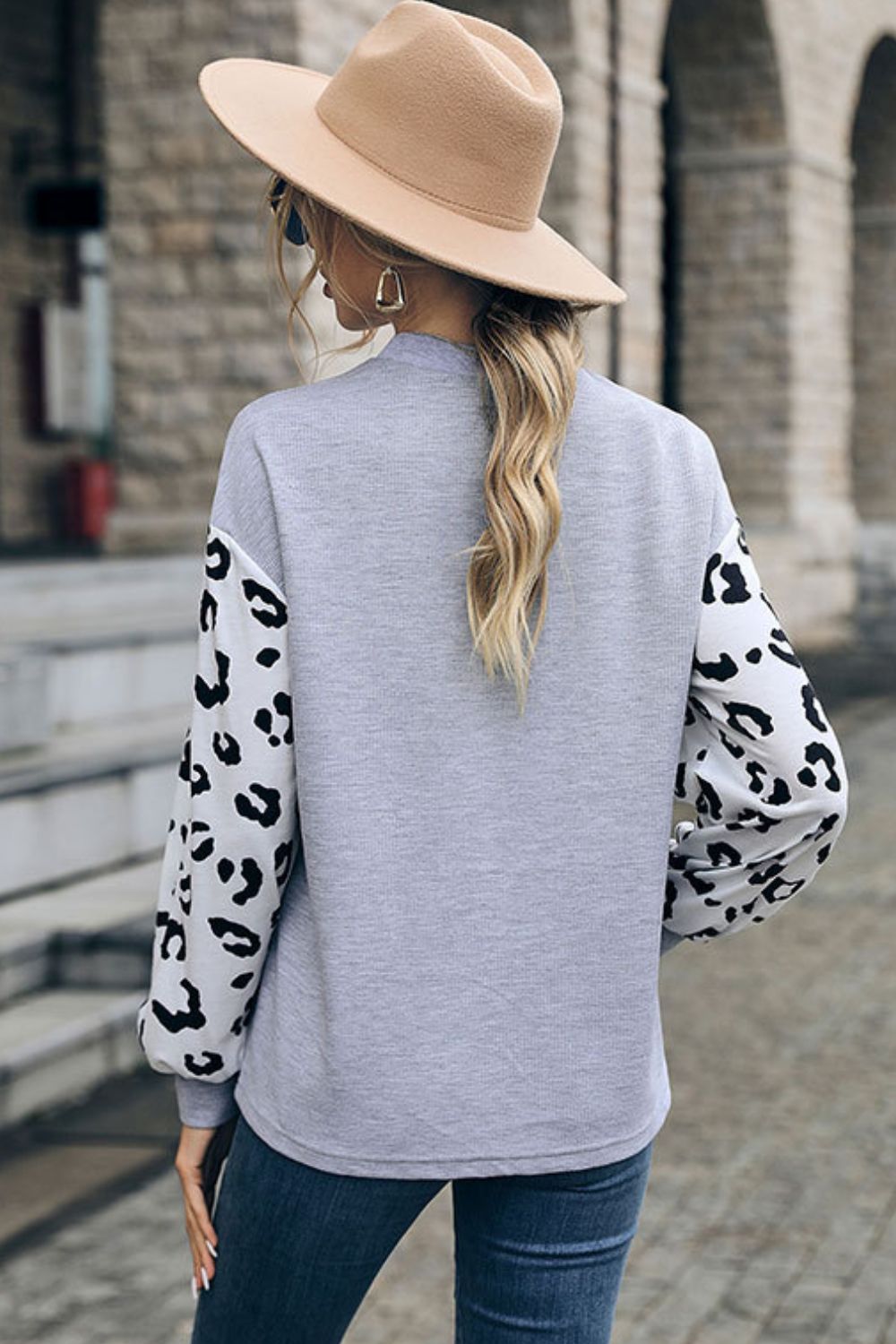 Leopard Print Cutout Long Sleeve Tee - Mervyns