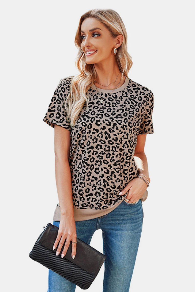 Leopard Print Short Sleeve Tee - Mervyns