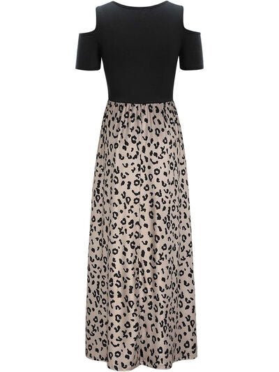 Leopard Round Neck Cold Shoulder Dress - Mervyns