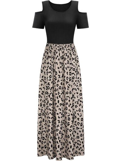 Leopard Round Neck Cold Shoulder Dress - Mervyns