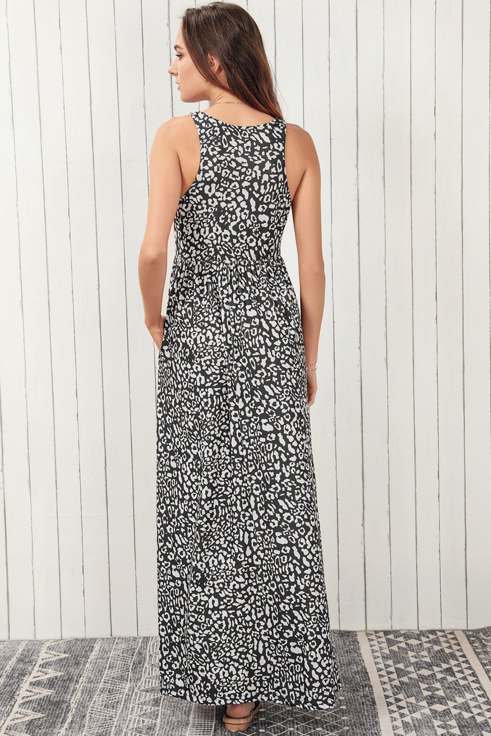 Leopard Round Neck Sleeveless Maxi Dress - Mervyns