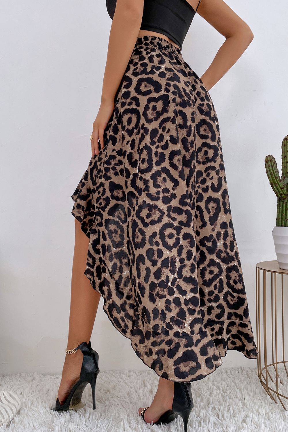 Leopard Ruffle Hem High - Low Skirt - Mervyns