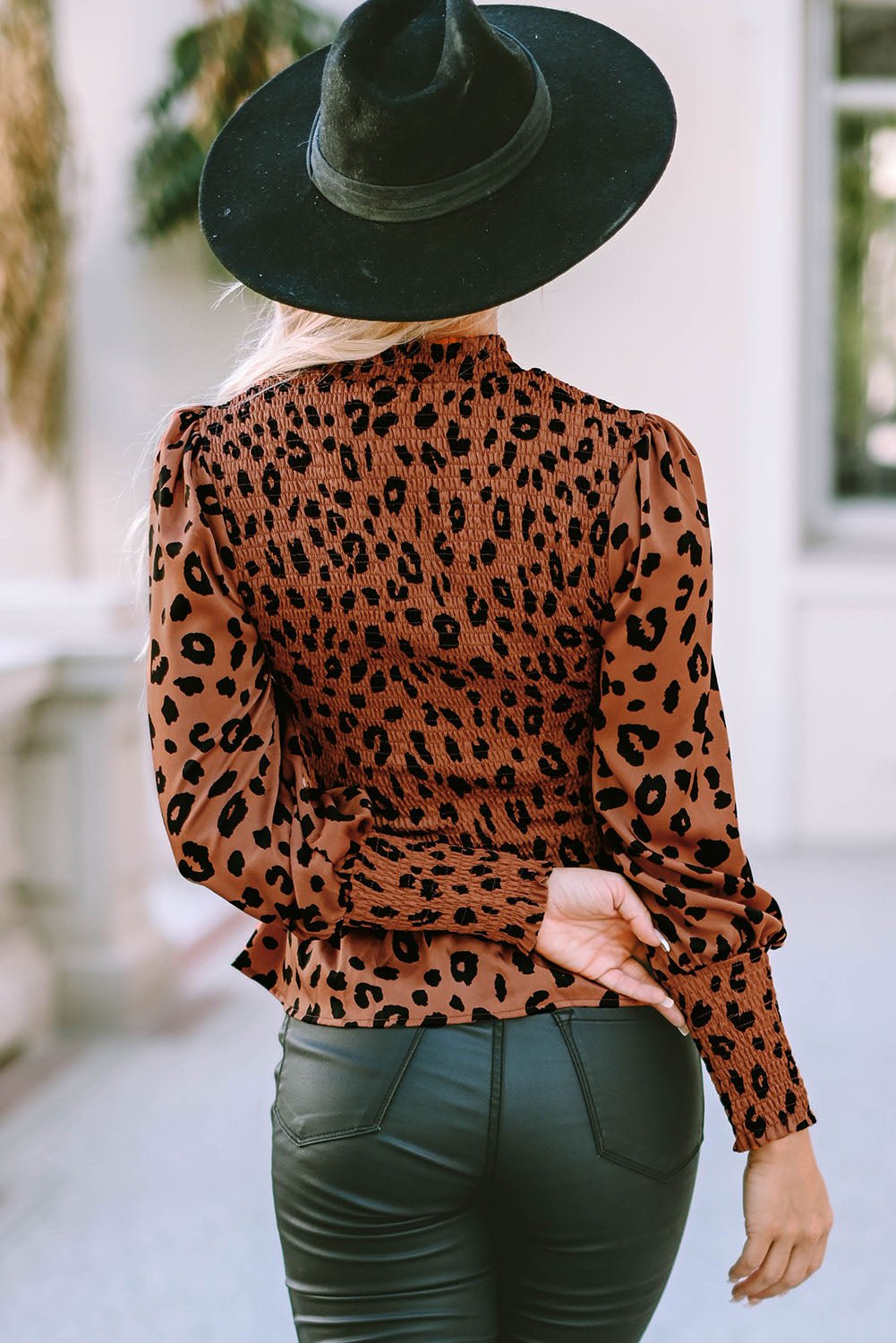 Leopard Smocked Peplum Top - Mervyns