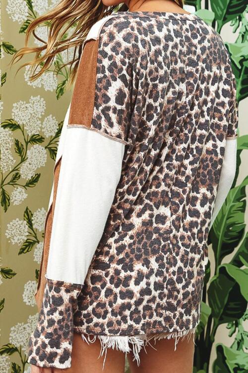 Leopard V - Neck Dropped Shoulder Blouse - Mervyns