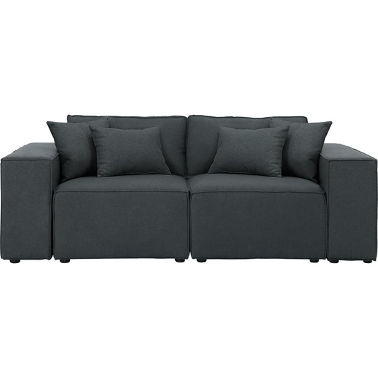 LILOLA Elson Loveseat in Dark Gray Linen - Mervyns