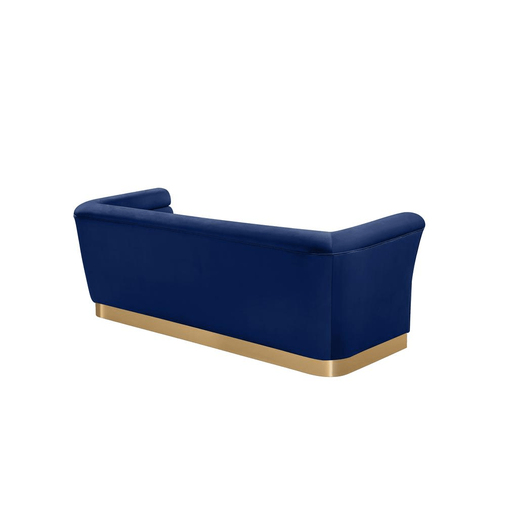 Livingston Blue Velour Sofa with Gold Trim - Mervyns