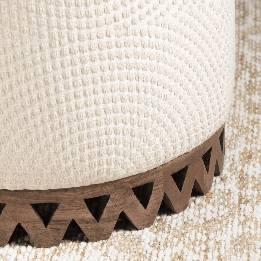 Lombox Cream Round Stool - Mervyns