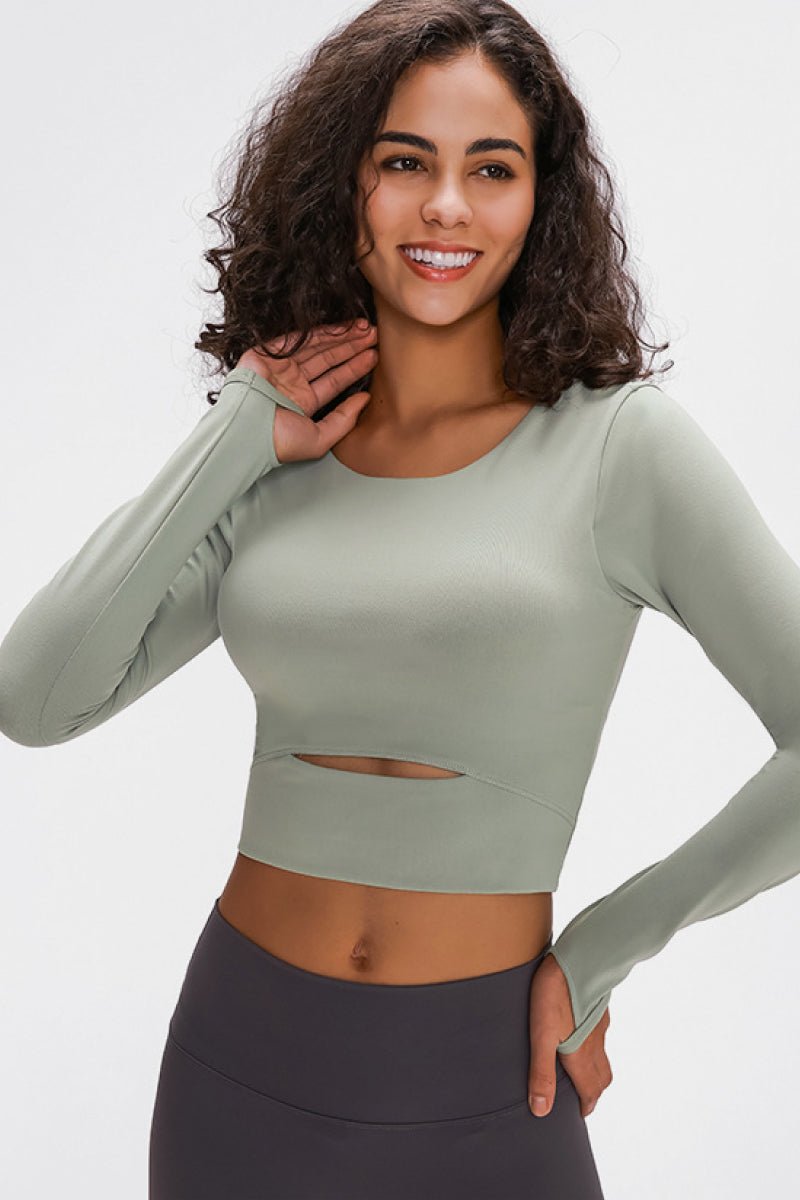 Long Sleeve Cropped Top With Sports Strap - Mervyns