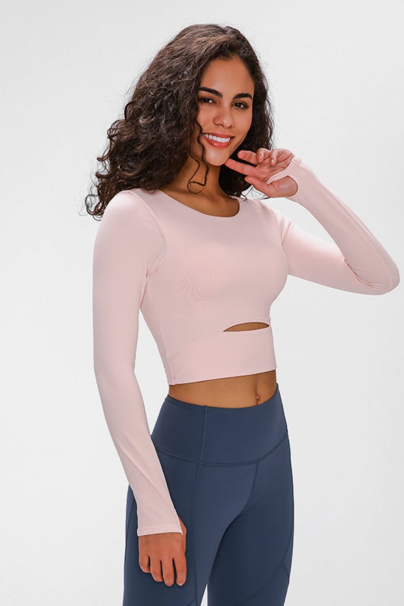 Long Sleeve Cropped Top With Sports Strap - Mervyns