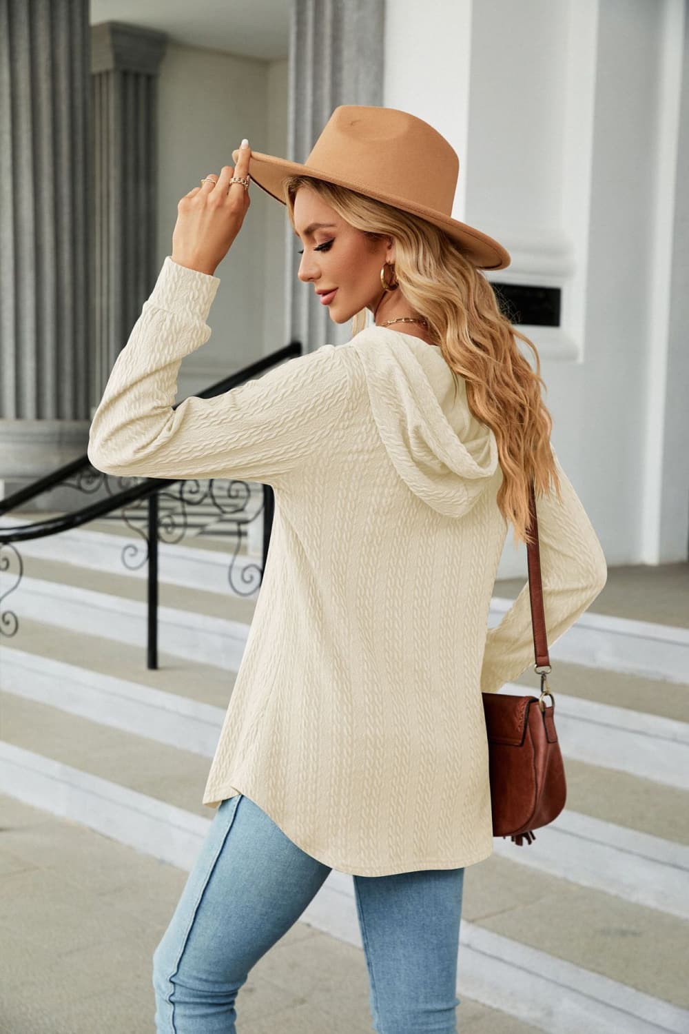 Long Sleeve Hooded Blouse - Mervyns