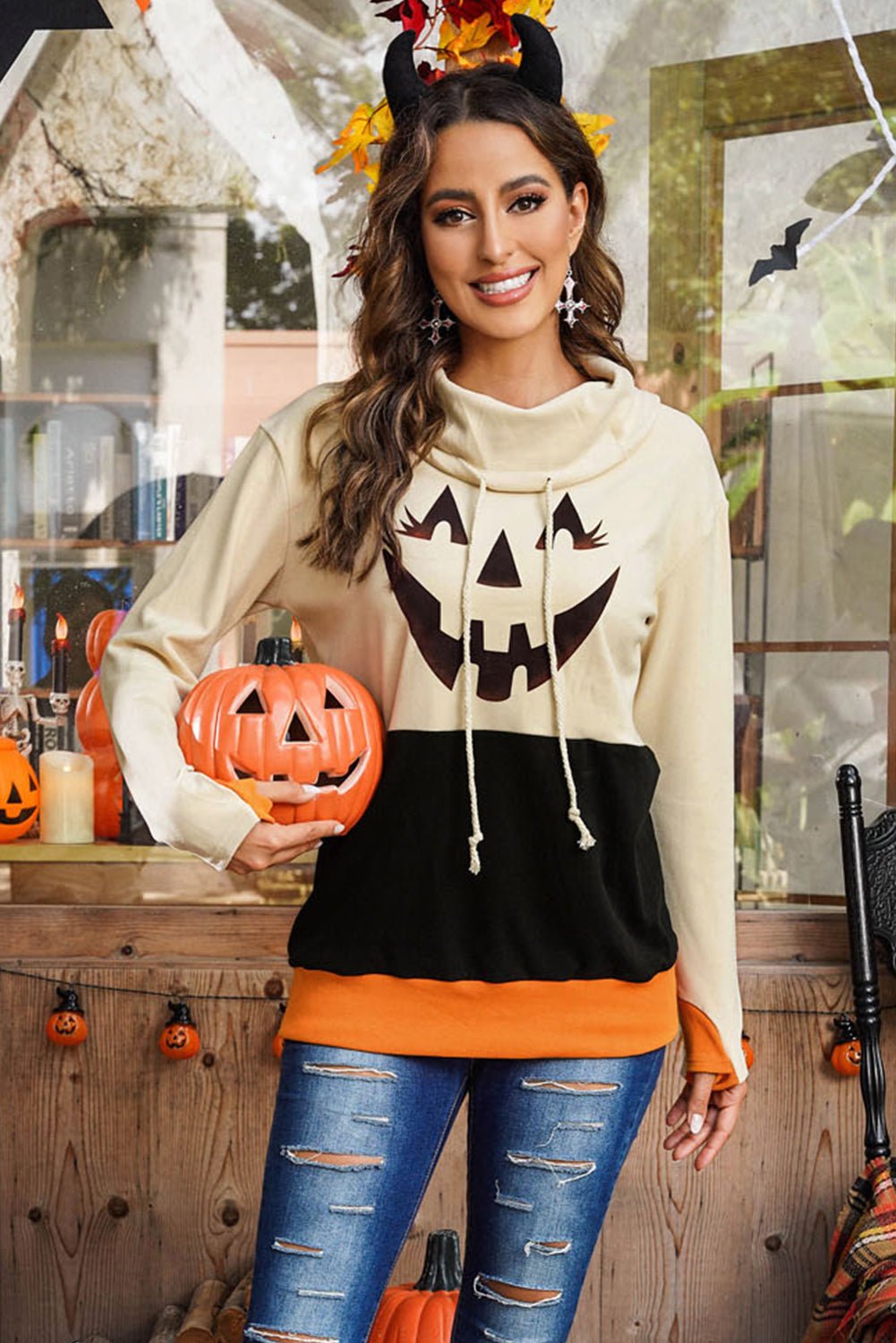 Long Sleeve Jack - O' - Lantern Graphic Sweatshirt - Mervyns