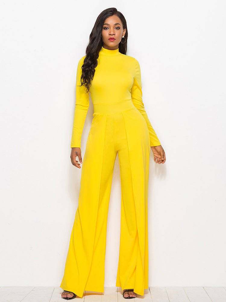 Long Sleeve Mock Neck Wide Leg Jumpsuit - Mervyns