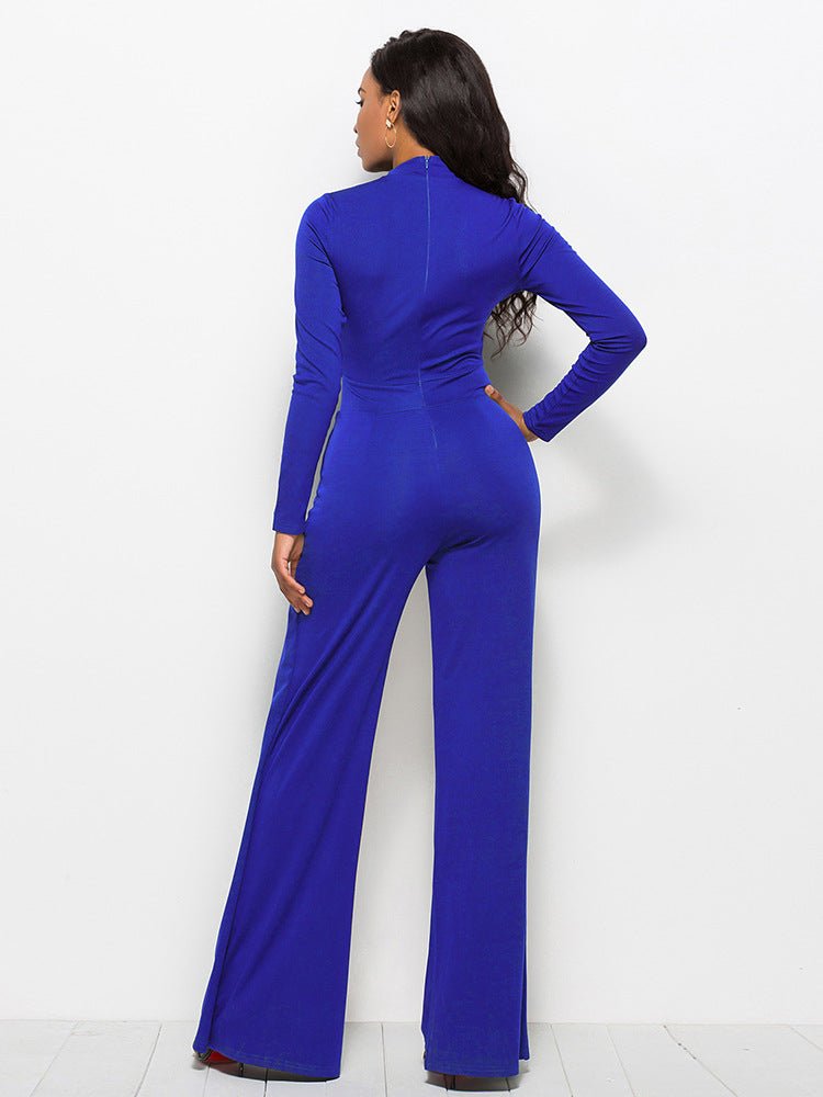 Long Sleeve Mock Neck Wide Leg Jumpsuit - Mervyns