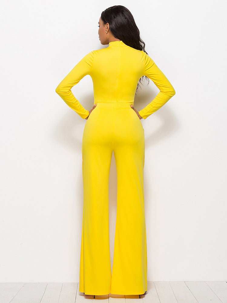 Long Sleeve Mock Neck Wide Leg Jumpsuit - Mervyns