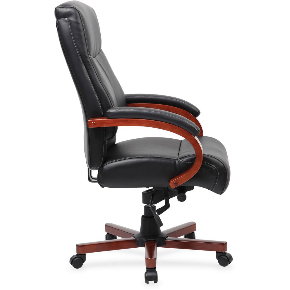 Lorell Executive Chair - Black Leather Seat - Black Leather Back - 1 Each - Mervyns