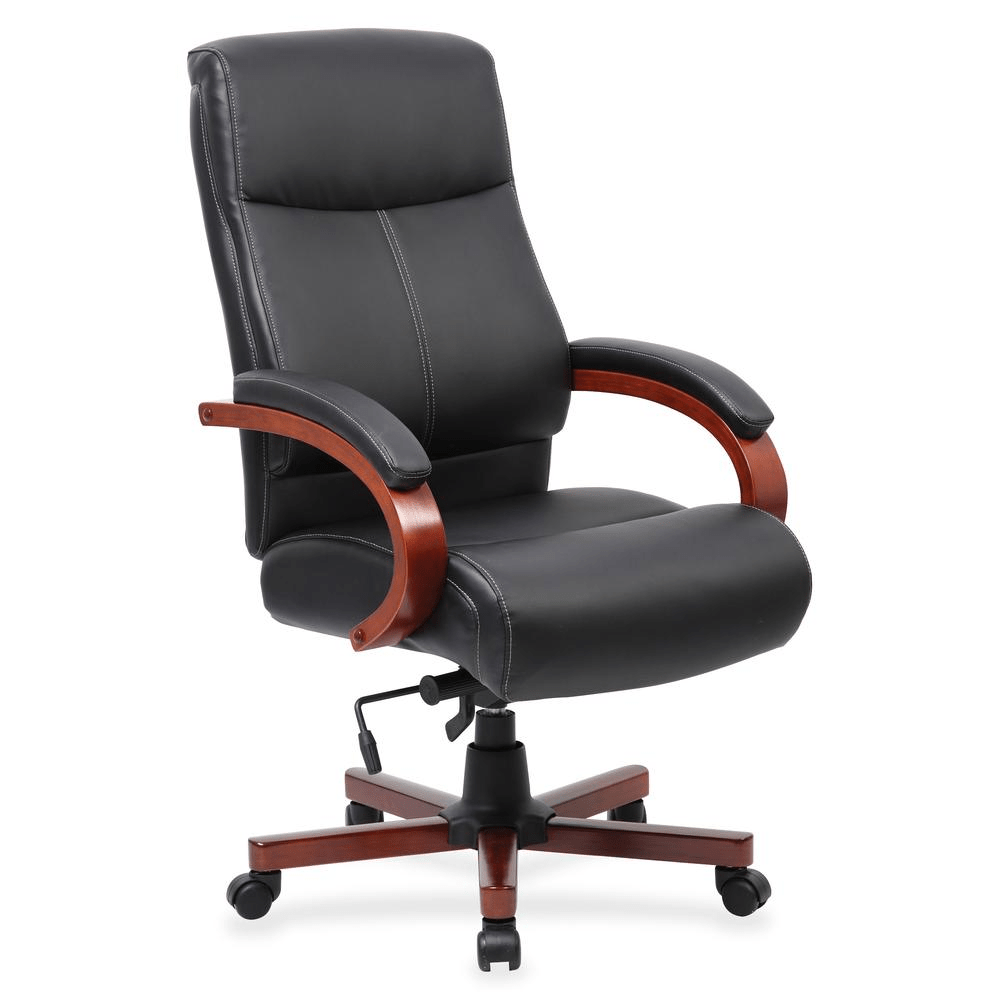 Lorell Executive Chair - Black Leather Seat - Black Leather Back - 1 Each - Mervyns