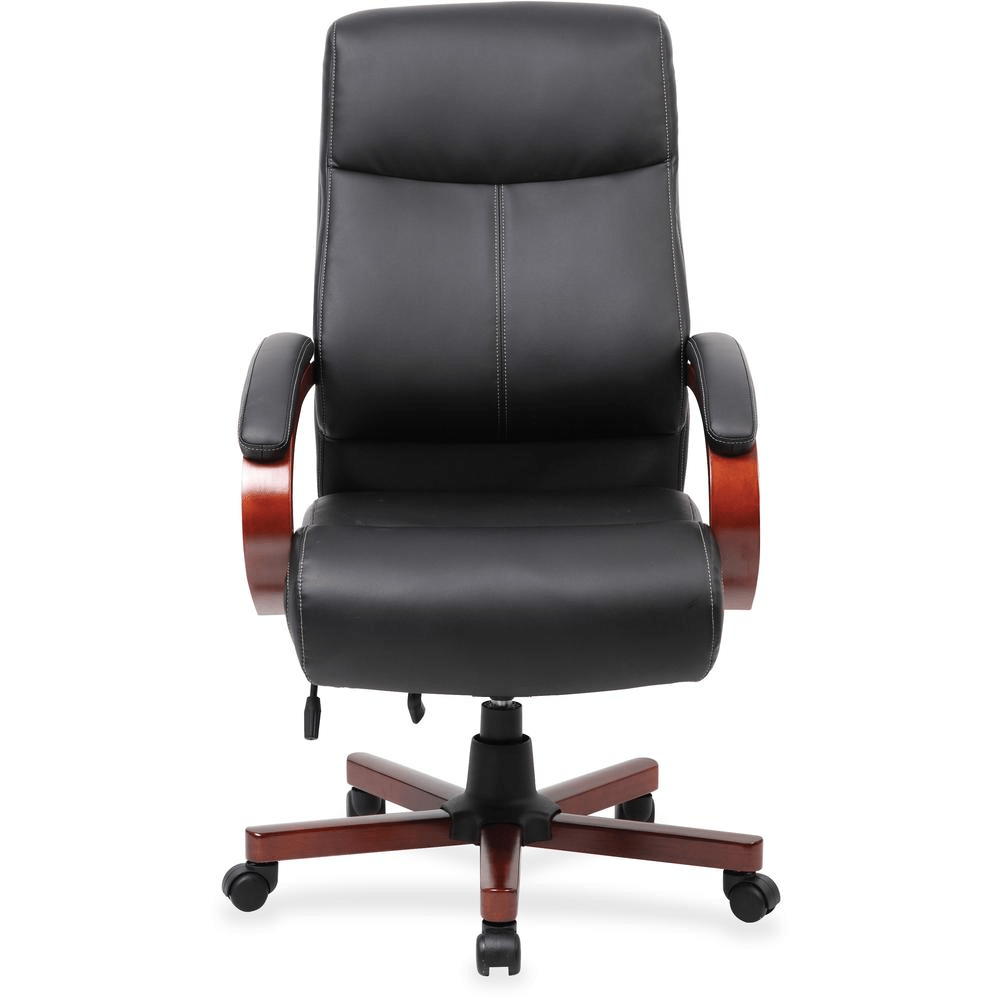 Lorell Executive Chair - Black Leather Seat - Black Leather Back - 1 Each - Mervyns