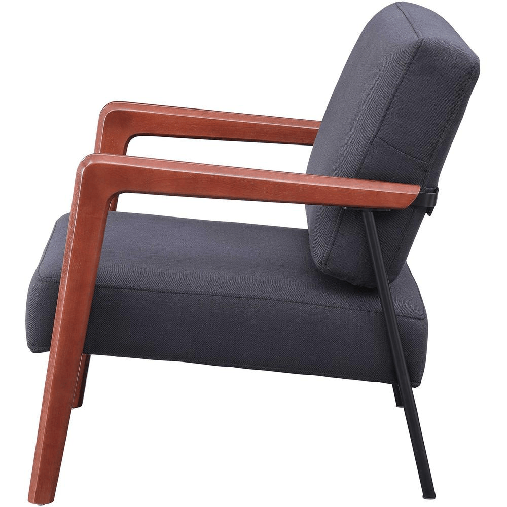 Lorell Fabric Back/Seat Rubber Wood Lounge Chair - Black Fabric Seat - Fabric Back - Black - 1 Each - Mervyns