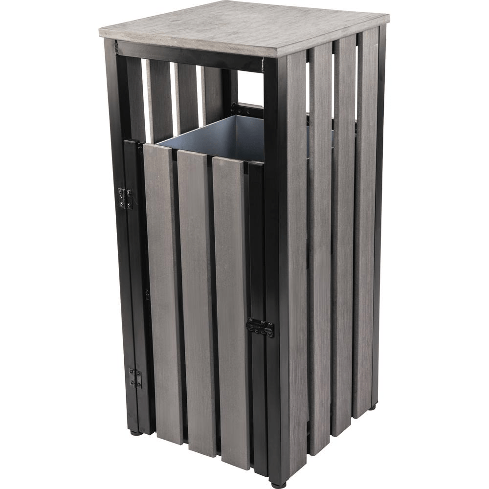 Lorell Outdoor Waste Bin - Rectangular - Weather Resistant - 33.6" Height x 15.8" Width x 15.8" Depth - Polystyrene - Charcoal - Mervyns