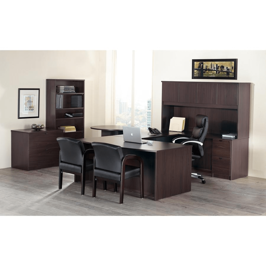 Lorell Prominence 2.0 Espresso Laminate Box/Box/File Left - Pedestal Desk - 3 - Drawer - 1" Top, 66" x 30" x 29" - 3 x File Drawer(s), Box Drawer(s) - Single Pedestal on Left Side - Band Edge - Material: - Mervyns