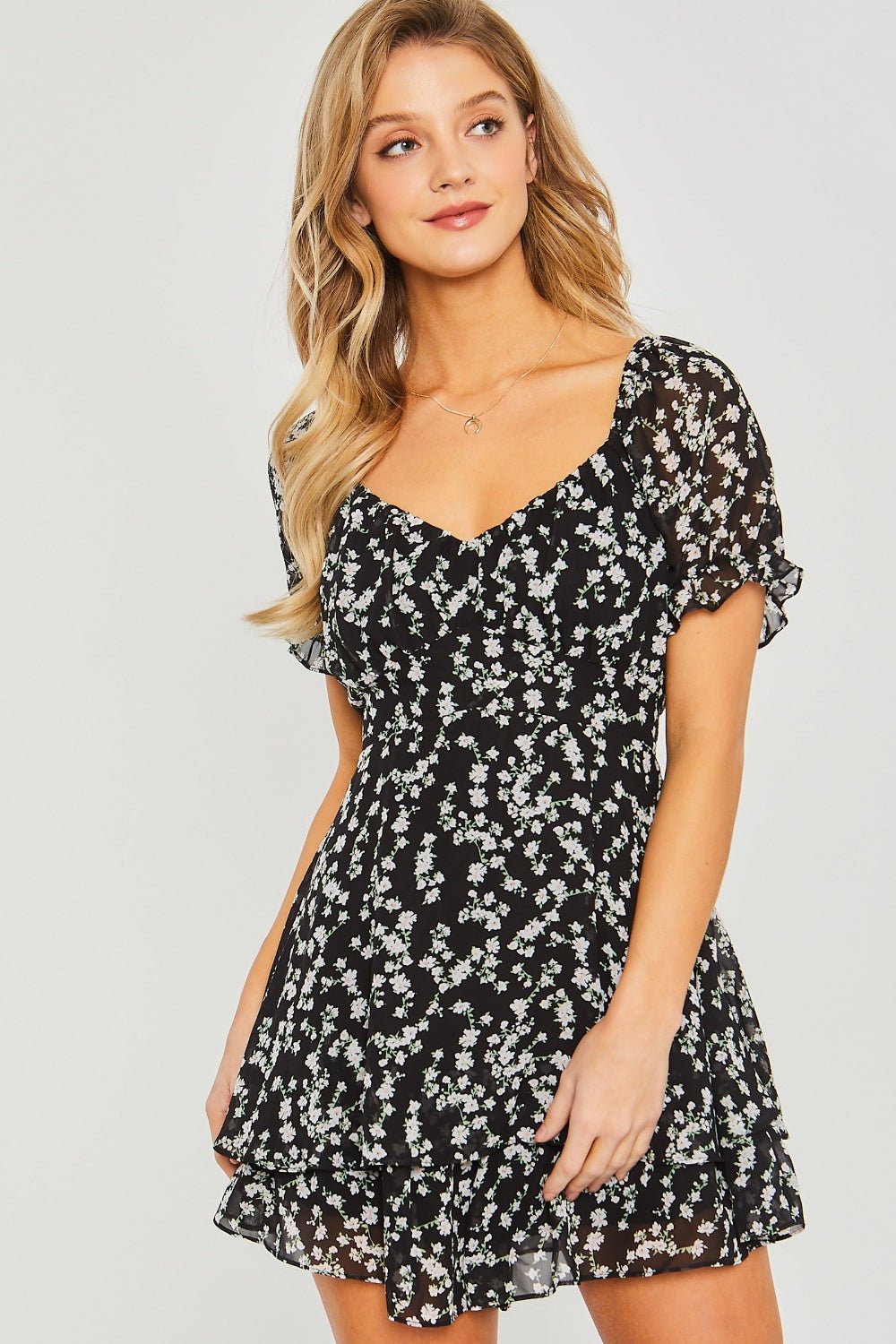 Love Tree Ditsy Floral Short Sleeve Romper - Mervyns