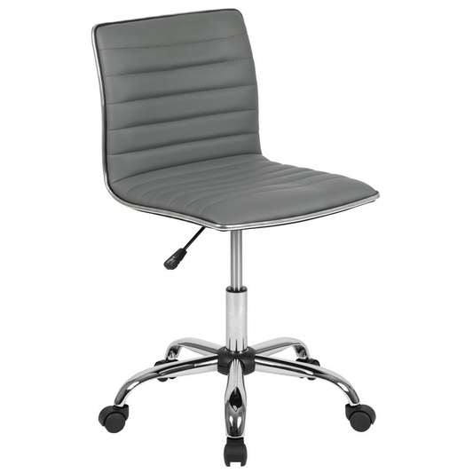 Low Back Designer Armless Light Gray Ribbed Swivel Task Office Chair - Mervyns