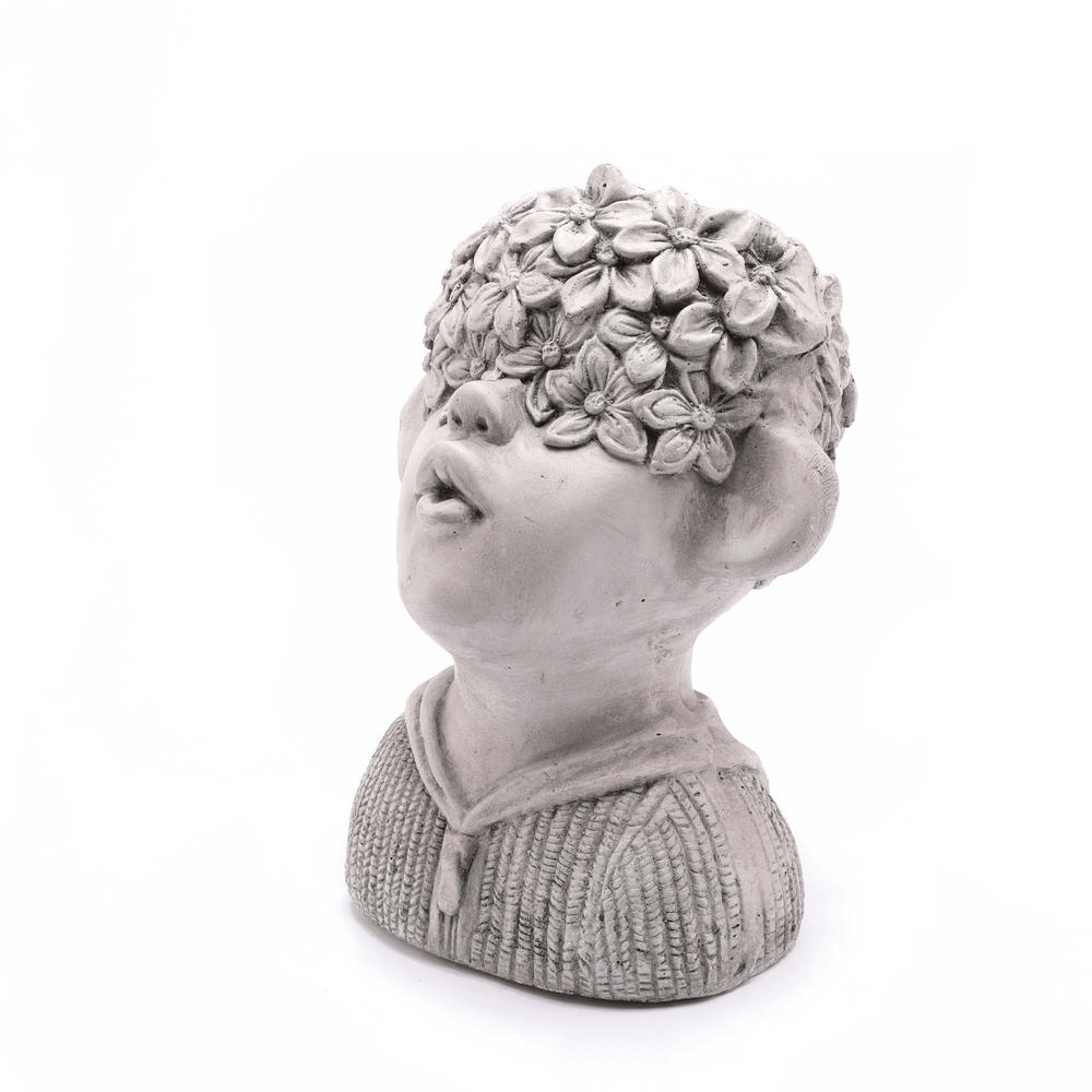 LuxenHome Gray MgO Kissing Flower Child Bust Planter - Mervyns